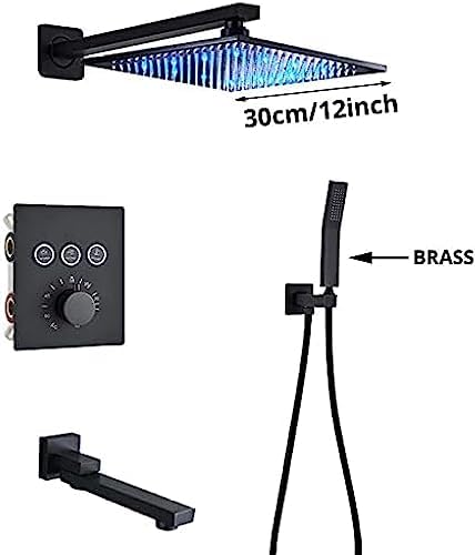Black Tactical Rainfall Shower Faucet Set - 16" Ceiling Mounted Wall-Mounted Bathtub Mixer Tap with 3-Way Diverter - Luxury Bathroom Shower Head. - Image 2