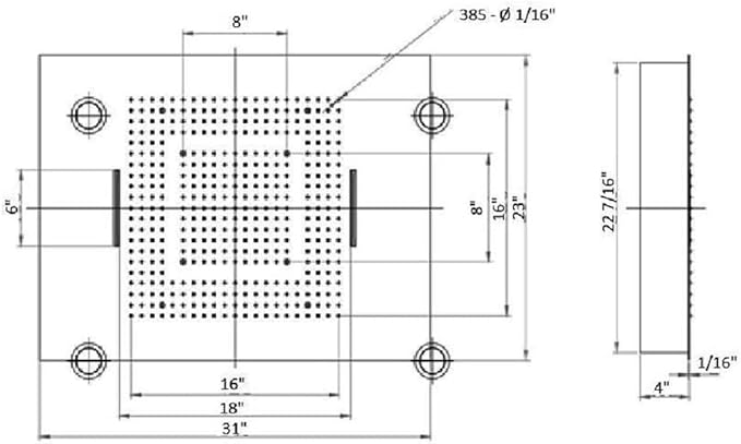 Cascada Classic Design 23”x31” large recessed LED rain shower head w/3 modes (Rainfall+ Water Curtain + Waterfall)(NON Music, Polished Stainless Steel) - Image 2