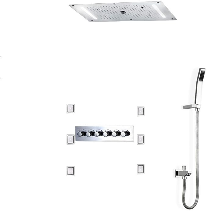 Concealed LED Shower Set 380x700mm Embedded Ceiling LED Shower Head SUS304 tatic Faucets Bathroom Rainfall Mist Spout 4'' Body Jets - Image 2