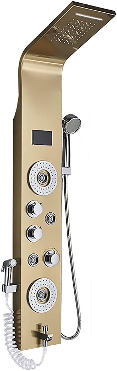 LED Gold Shower Panel Tower System Digital Display Shower Column Stainless Steel Shower Panel System, Shower System with Shower Head, Handheld Shower, Body Jets, Tub Spout, Bidet S Decoratio - Image 2
