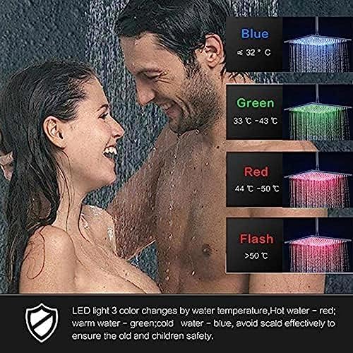 Black Tactical Rainfall Shower Faucet Set - 16" Ceiling Mounted Wall-Mounted Bathtub Mixer Tap with 3-Way Diverter - Luxury Bathroom Shower Head. - Image 4