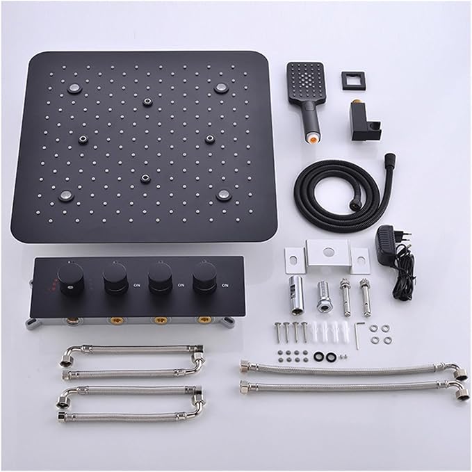 Showers for Bathrooms, Rain Shower Systems LED Shower Head,Thermostatic Valve Bath Mixer Tap,Embedded Ceiling Shower Set Stainless Steel,for Bathroom(Set) - Image 3