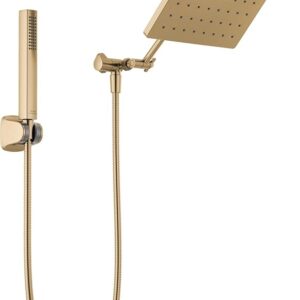 Delta Faucet 10-inch Raincan Shower Head and Hand Held Shower Combo, Gold Square Shower Head,