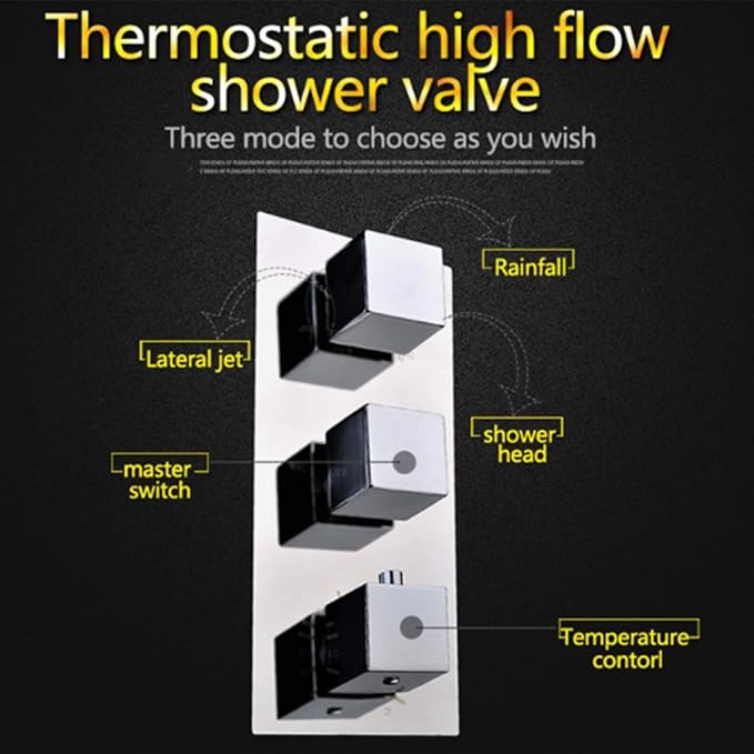 Shower Kits, Shower Head System,Thermostatic Brass Rainfall Stainless Steel Shower Combo Set Ceiling Mounted Remote Control LED Light Bathroom - Image 2