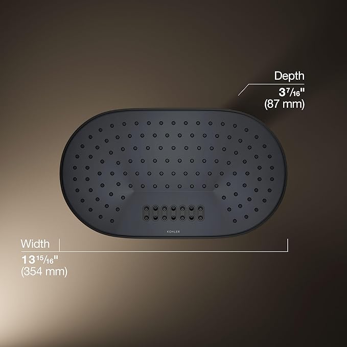Kohler 26295-BL Statement® Oblong 14" two-function rainhead, 2.5 gpm, Matte Black - Image 2