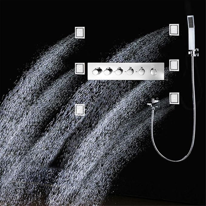 Concealed LED Shower Set 380x700mm Embedded Ceiling LED Shower Head SUS304 tatic Faucets Bathroom Rainfall Mist Spout 4'' Body Jets - Image 5