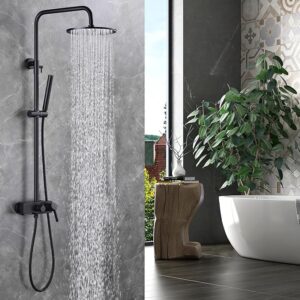 Matte Black Exposed Shower System with 2 Modes HandHeld,